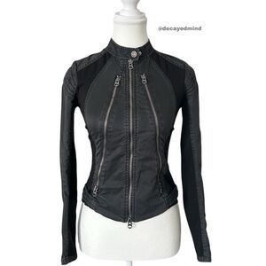 Y2K “Armani Exchange” Black Cargo Style Fitted Zip-up Biker Jacket